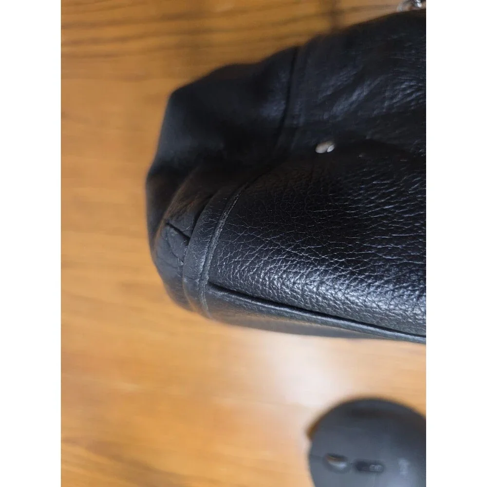 Coach Mickie Black Pebbled Leather Double Handles Zipper Tote Bag F34039